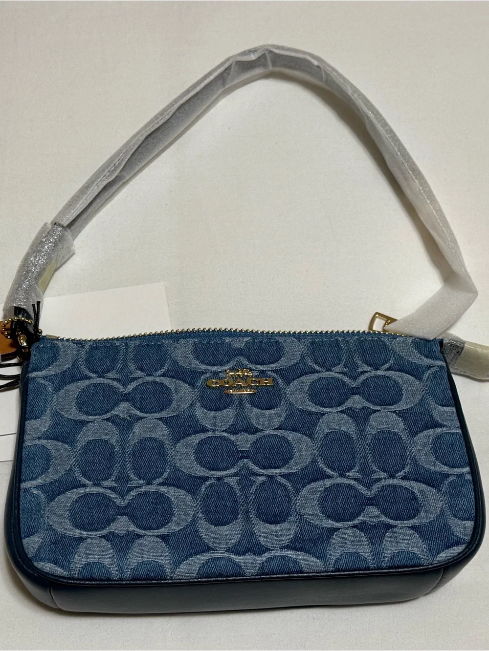 Coach Nolita19 Blue Signature Denim Mini Shoulder Bag